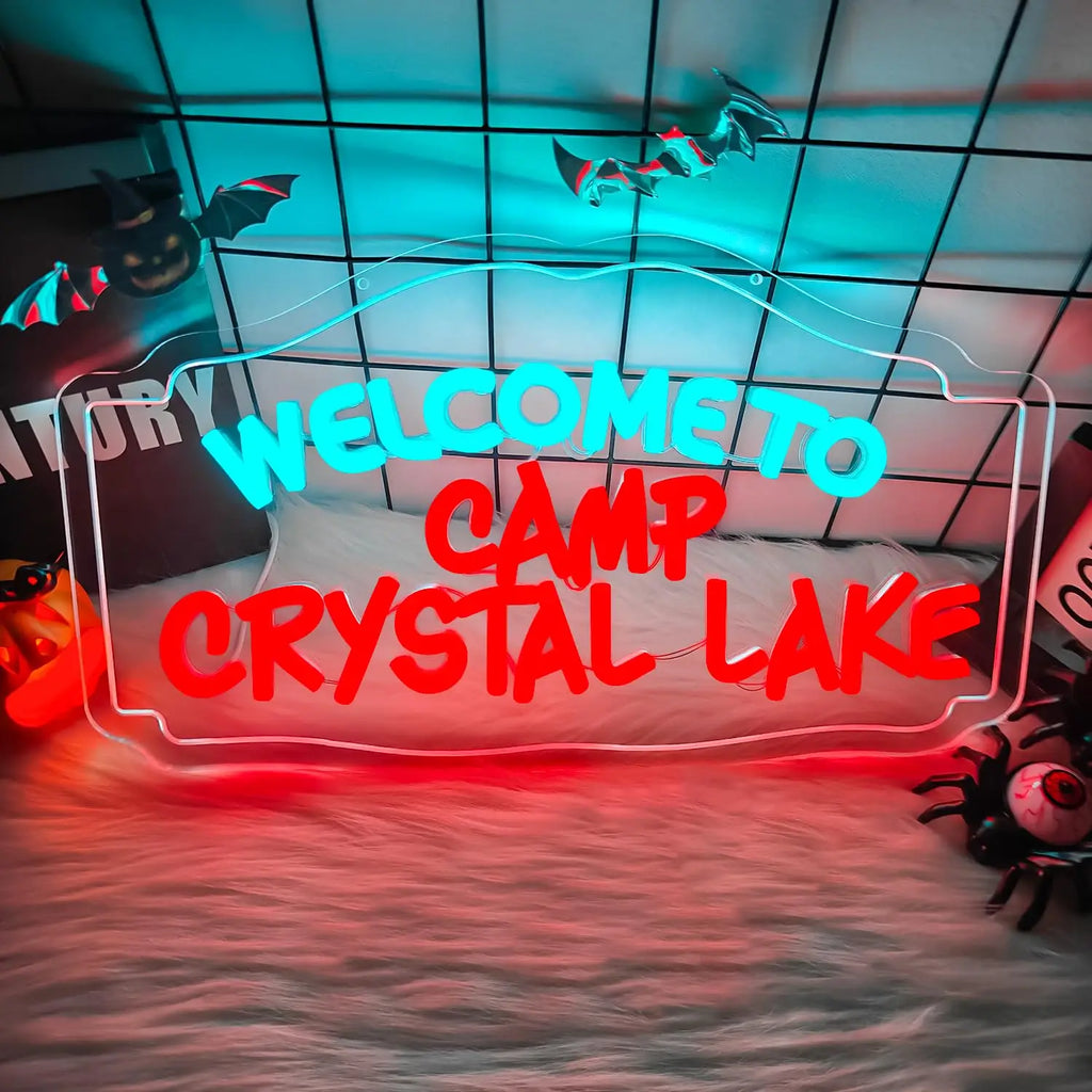 "Welcome To Crystal Lake" Neon Sign